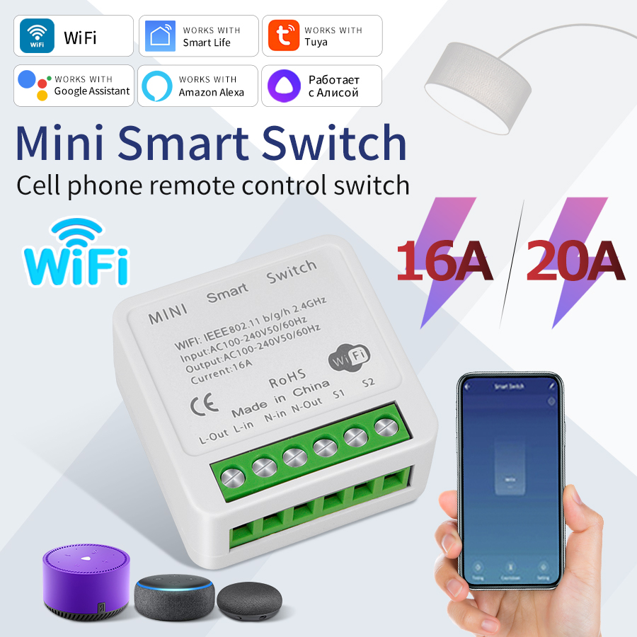 16A 20A Tuya WiFi Smart Switch - đánh giá và giá Tuya 4 Channel